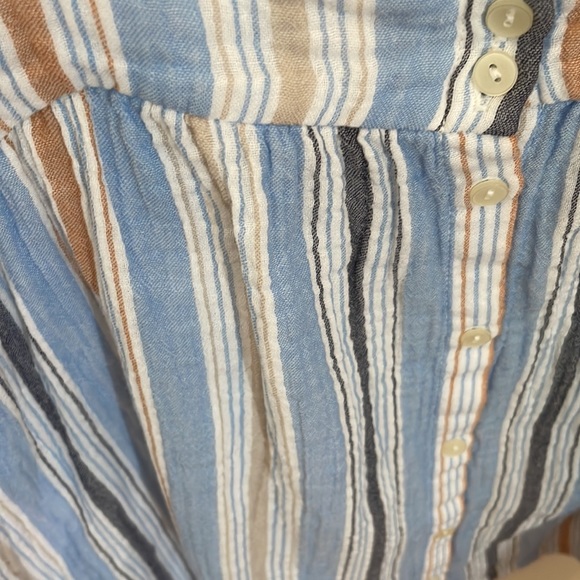 Stripe Gauze Button Front Tank Blue Nordstrom Caslon Coastal Cotton Sleeveless - Picture 7 of 8